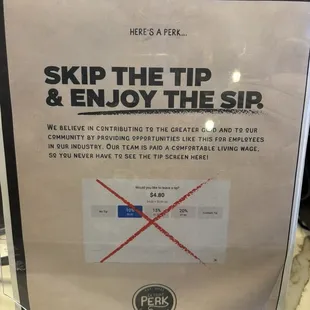 No tipping expected!