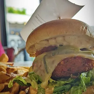 a burger and french fries