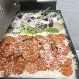 Pizza before going in to satisfy a requesting and accommodating