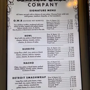 menu