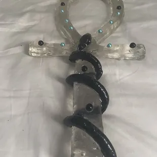 a cross made out of glass