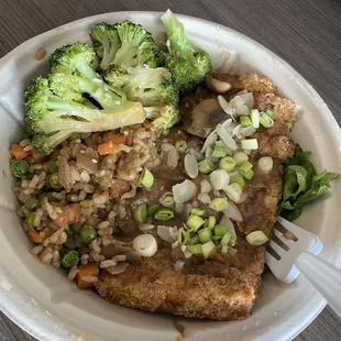 Almond tempeh with Fried rice