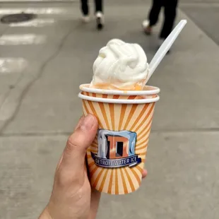 Yooper Orange Cream with vanilla soft serve