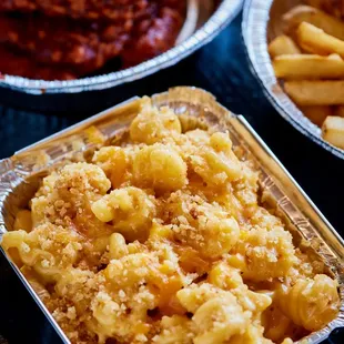 a tray of macaroni and cheese