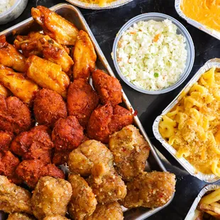 chicken wings and fried chicken, food