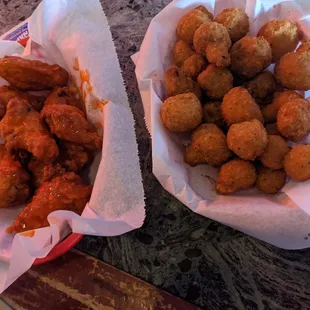Buffalo Wing Dings and Breaded Mushrooms