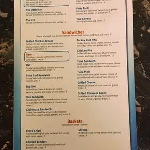 menu