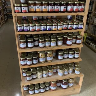 a display of jars of preserves