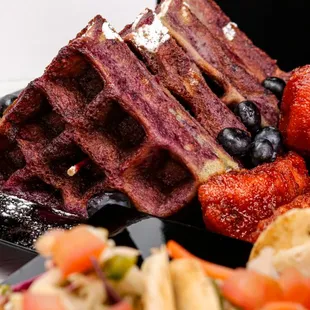 waffles and fruit