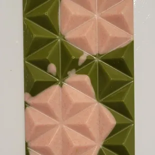 Sakura + Matcha Chocolate - Full, earthy, quality matcha flavor! Sakura is minimal with light berry tang, rice krispies added for crunch.