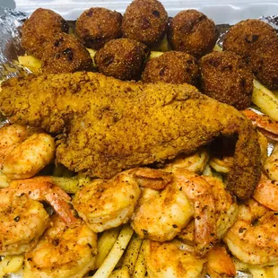 Grilled Shrimp &amp; Fish with Cajun pups!!!