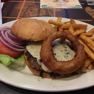 Old SKOOL Burger topped off with an Onion Ring!
