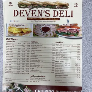the menu for the deli