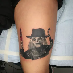 Here&apos;s a character from Puppet Master called Blade that I&apos;ve tattooed.