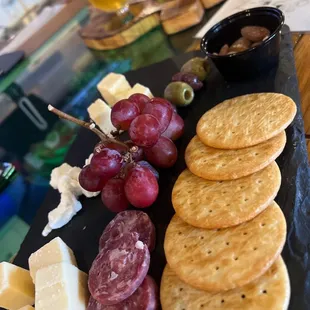 Cheese board with sausage