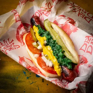 Big Chicago Dawg, grilled spicy sausage