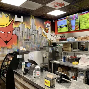 the interior of a fast food restaurant