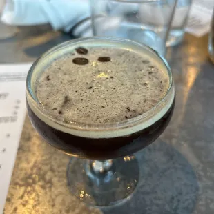 a close up of a drink in a glass