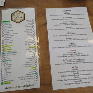 Tea menu