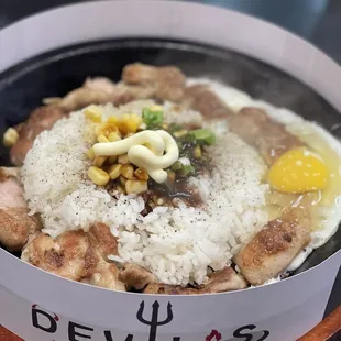 Chicken Teppan Rice with added egg
