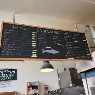 Drinks, Sandwiches and All Day menu at Devil's Teeth Baking Company in San Francisco.