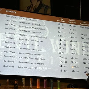 The beer menu when I was in last