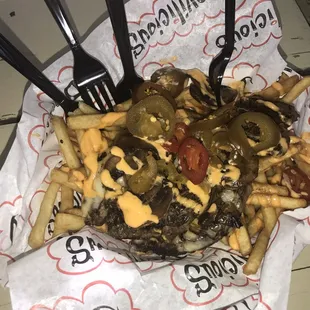 Cheesesteak loaded fries.