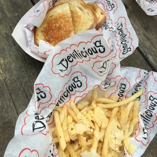 Truffle fries and lobster grilled cheese.