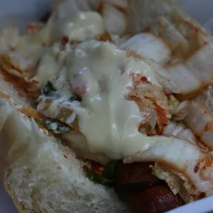 Smoked bacon dog w/kim chee