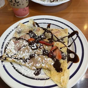 Chocolate and strawberry crepe