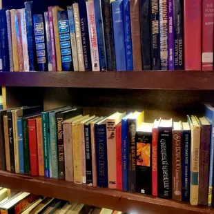 a bookshelf full of books