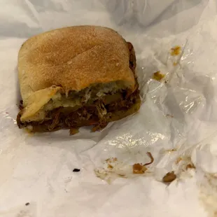 a half eaten sandwich