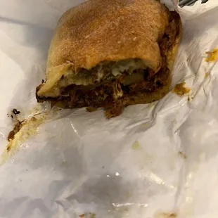 a half eaten sandwich