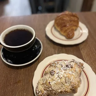 a pastry and a cup of coffee