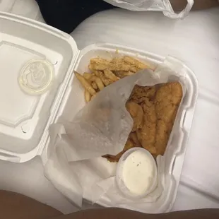 4-Chicken Tenders with Parmesan Fries Extra Ranch Dressing