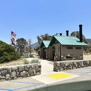 Restrooms are a deep portal potty style situation with no sinks to wash hands so bring wipes