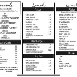 Lunch menu