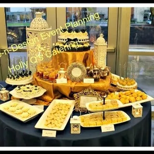 Dessert table at the wedding of a lovely couple.