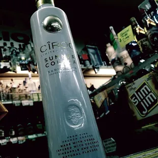 a large bottle of vodka