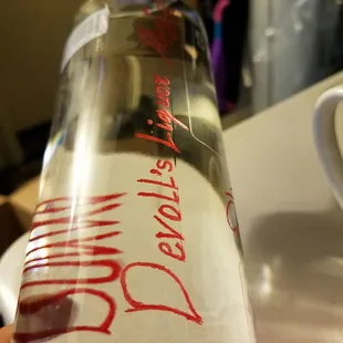 a hand holding a water bottle