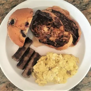 I Want It All Breakfast Platter (French Toast, Scrambled Eggs, Sausage &amp; Muffin)