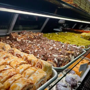 a variety of pastries on display