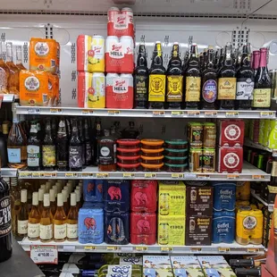 a variety of alcohols and beverages