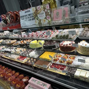 a variety of desserts on display