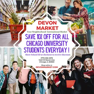 University students save 10% with a valid school ID everyday shop with us in store and save money!