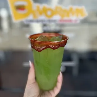 Agua de pepino con chamoy/ cucumber water with chamoy