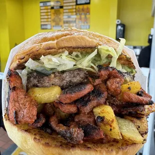 Pastor burger!!! A mouth full of