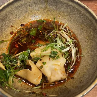 Pork won tons in spicy chili garlic oil...couldn't get a pic before we ate most of them!  Sooooo good!!!!