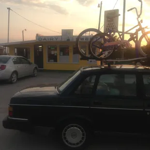 a bike on top of a car