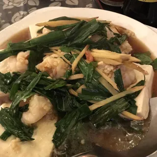 30. Steamed Shrimp Tofu Ginger Onion Sauce